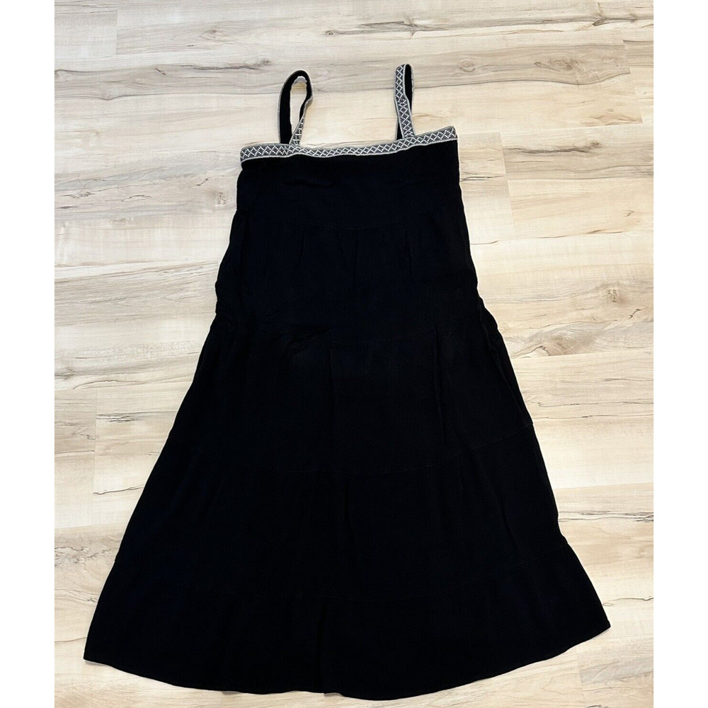 Fifteen Twenty Women XS Dress Tier Midi Adjustable Straps Black Pocket Lagenlook - Picture 1 of 10